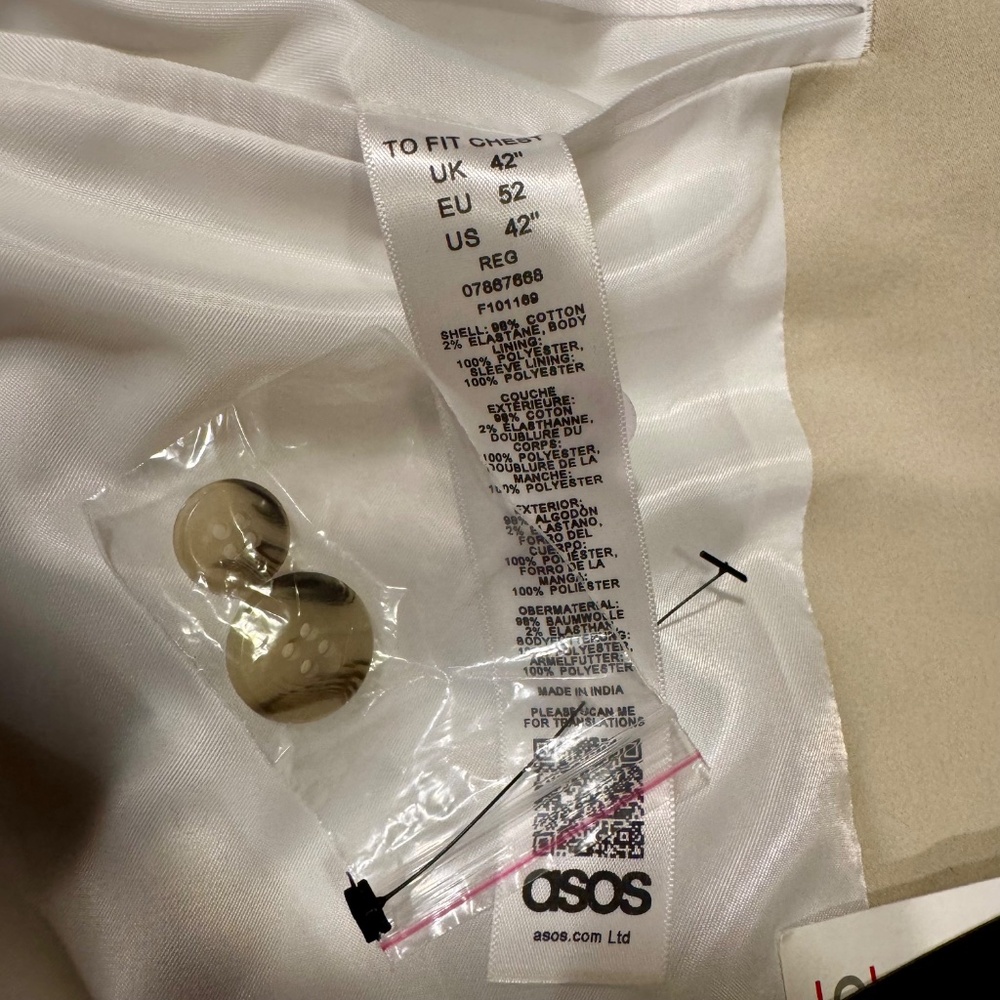 NWT ASOS men’s blazer in cream/champagne - Picture 6 of 8